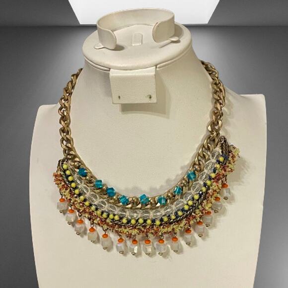 Zara Jewelry - Zara Beaded Gold Tone Statement Necklace